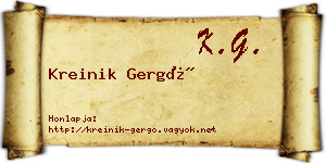 Kreinik Gergő névjegykártya